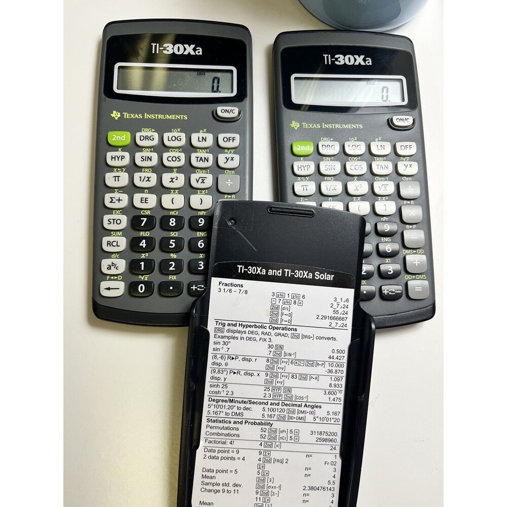 2 Texas Instruments: TI-30XA Solar Scientific Calculator Working Math